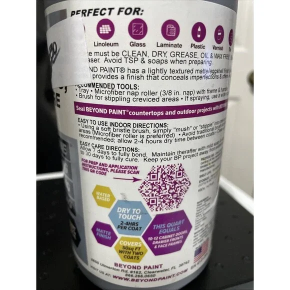 Set of 2 Beyond Paint Pewter 1 Quart All-In-One Cabinet Countertop paint - Picture 3 of 7